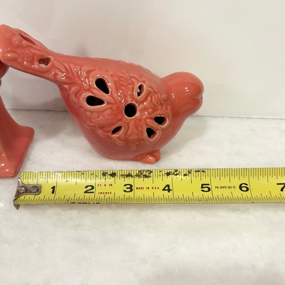 Set of 2 Ceramic Birds Pink / Salmon Color - Picture 7 of 8